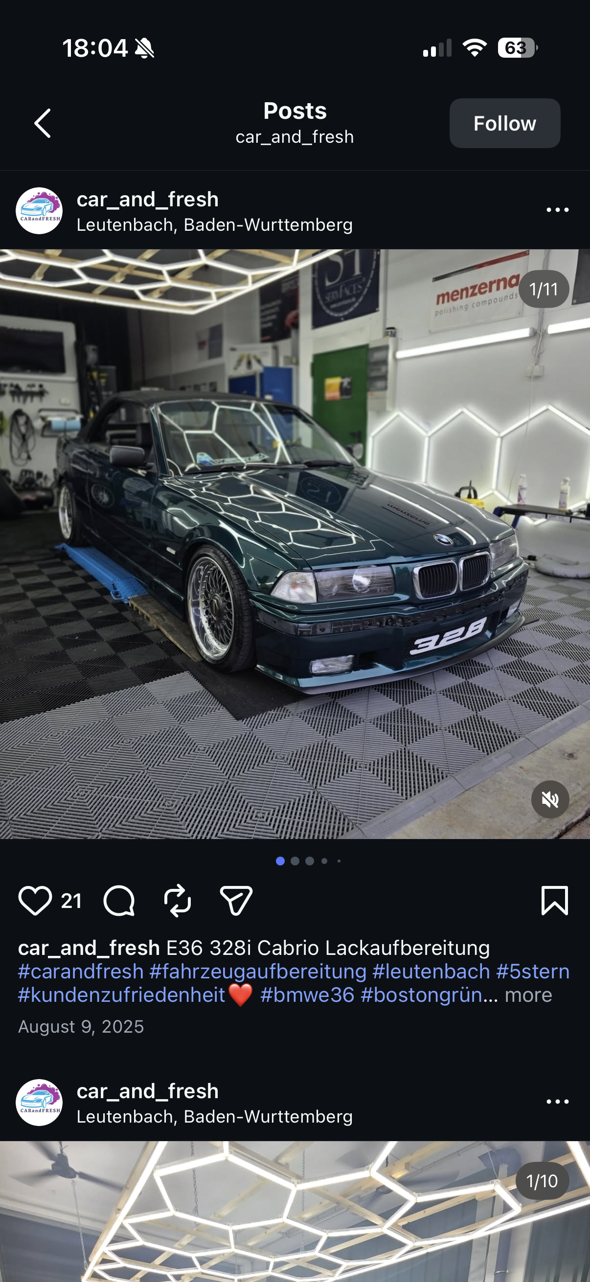BMW E36 328i Cabrio – Lackaufbereitung bei Car and Fresh Leutenbach